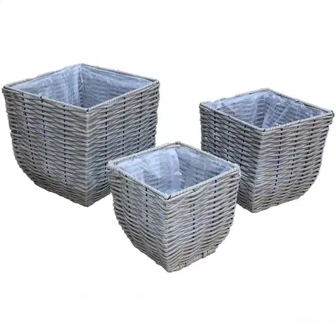 Záhrada Kvetináč prútený štvorcový 34x35h sivý