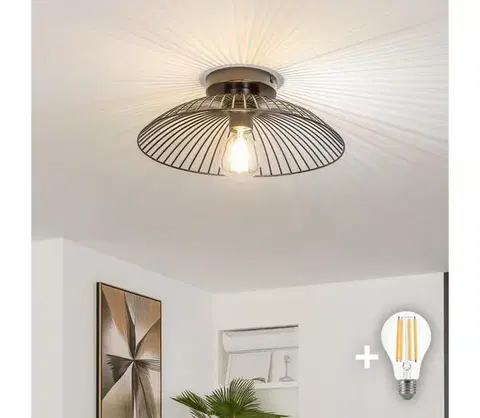 Svietidlá BRILAGI - LED prisadený luster CERIA WIRE 1xE27/40W/230V pr. 26 cm čierny BG3988+EG300158
