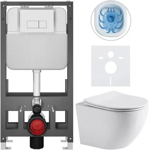 Záchody CERANO - Kompletný WC set Basic/Cesso - biela lesklá - WC tlačidlo Modulo/Biela - voľne stojaca - predstenová inštalácia - 49x36 CER-8050BD85957