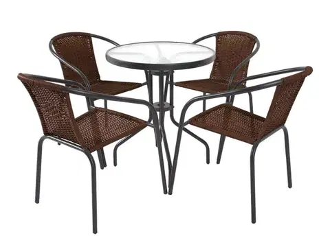 Záhradné zostavy NABBI Jupiter 60 1+4 záhradný set čierna / hnedá