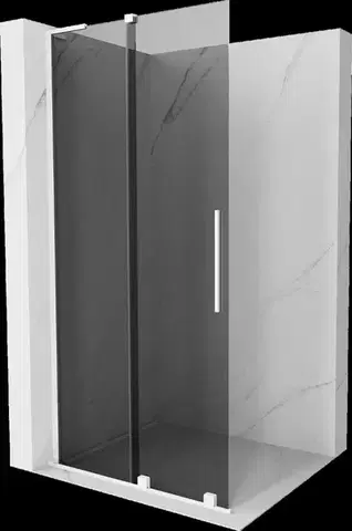 Sprchové dvere MEXEN/S - Velar L Sprchová zástena posuvná Walk-in 110 x 200, grafit 8 mm, biela 871-110-003-43-20