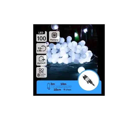 LED osvetlenie  B.V.  - LED vonkajší dekoratívny svetelný reťazec 100xLED/3,6W/230V/8 funkcií 10m IP44 studená biela B103031RH