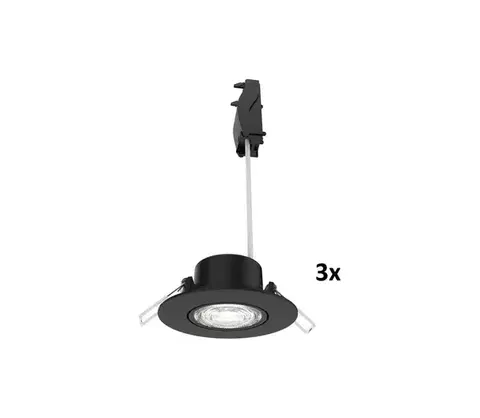 Svietidlá Philips – sada 3 ks stmievateľných podhľadových svietidiel CILANTRO LED, 5 W, 230 V, 2700 K, čierna 872110303805000