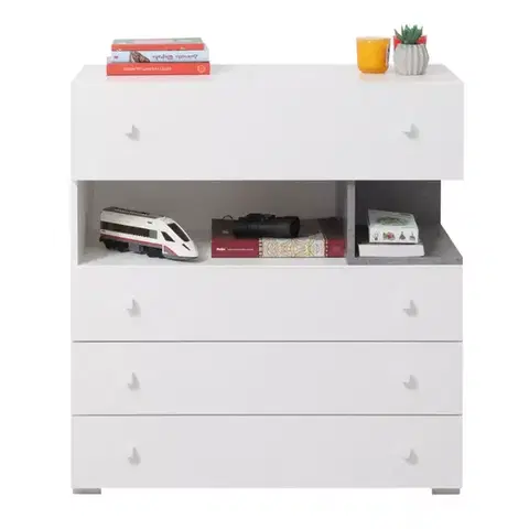 Komody do detskej izby Komoda  Sigma SI11  Biely Lux/betón