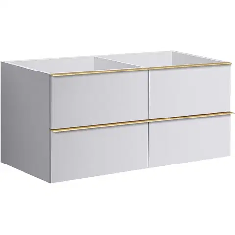 Kúpeľňový nábytok CERANO - Kúpeľňová skrinka pod umývadlo s úchytkou Velora - biela matná, zlatá úchytka - 119x53x46,5 CER-665014