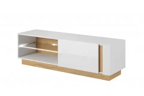 TV stolíky ArtLas RTV stolík ARTENS 138 s LED | dub grandson/biely lesk