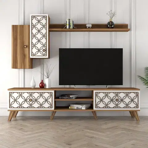 Obývacie steny TV skrinka / Obývacia stena Class S - Walnut, White