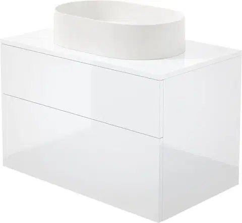 Kúpeľňový nábytok DEANTE - Prizma biela kúpeľňová skrinka, s granitovým umývadlom - 55x35 cm; SD6B8SAU6S