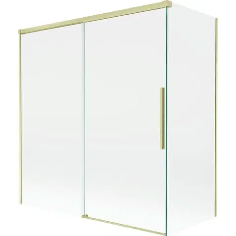 Sprchové dvere MEXEN/S - Rox vaňová zástena 2-krídlová posuvná 150 + 70 x 150, transparent, zlatá kartáčovaná 8C9-150-070-55-00