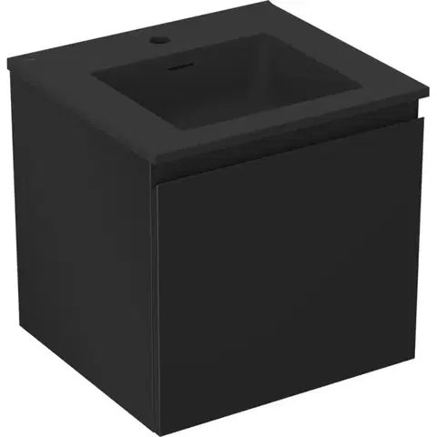 Kúpeľňový nábytok MEXEN/S - Orio kúpeľňová skrinka 50 cm s umývadlom Otis, 1 šuplík, čierna mat 91A10-05047-1-BF71-W18M71