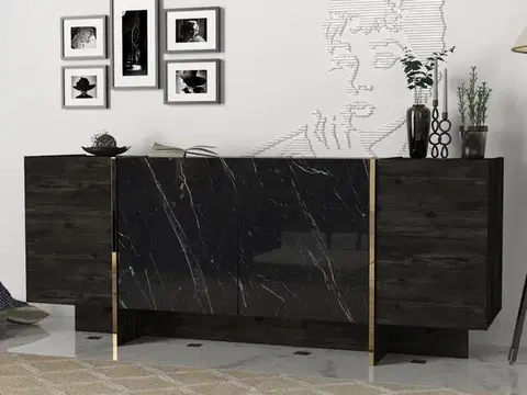 Komody Konzolový stolík Veyron - Black, Gold