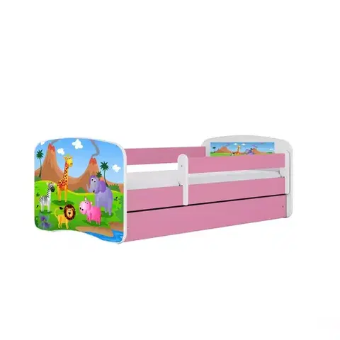 Postele pre dievčatá Detská Posteľ. Babydreams+Sz+M Ružová 80x160 Safari