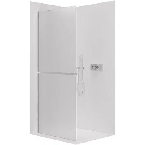 Držadlá k vani CERANO - Sprchová zástěna Walk-in Onyx Y L/P - 8 mm + polička/držák na ručníky - chrom, mléčné sklo - 80x200  CER-8050BD1305