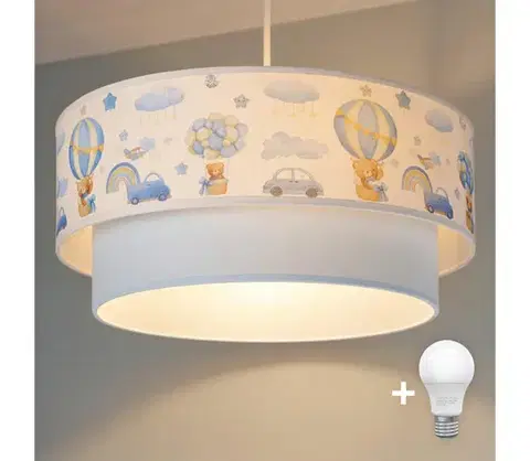 Svietidlá BRILAGI-LED Detský luster na lanku BOBO 1xE27/60W/230V pr.40 cm krém./modrá/medvedík 8590828051220