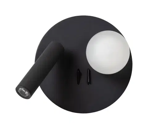 Svietidlá Lucide 77286/02/30 - LED Nástenné svietidlo MATIZ 2xLED/3,5W/230V USB čierna 77286/02/30