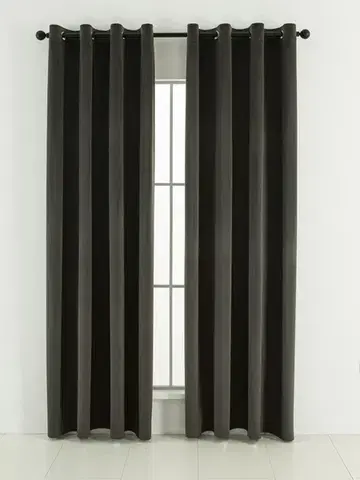 Závesy MKLozkoviny.sk Zamatové zatemňovacie závesy Cesar sivohnedé - 140 x 280 cm (2ks) - krúžky