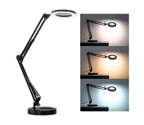 Lampy BRILAGI - LED Stmievateľná stolná lampa s lupou LED/12W/5V 3000/4200/6000K čierna BRI007
