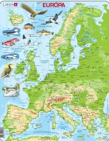 LARSEN puzzle Larsen Puzzle Puzzle Európa všeobecno-zemepisná - výšková Larsen K70-SK