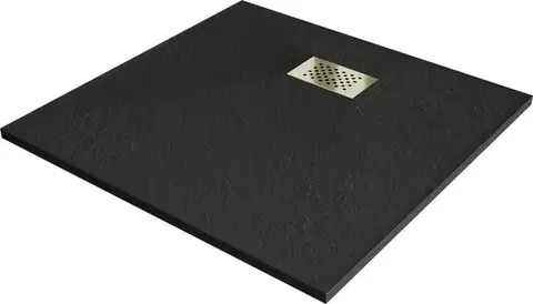 Vane MEXEN/S - Hugo sprchová vanička SMC 90 x 90, čierna, krytka zlatá 42709090-G