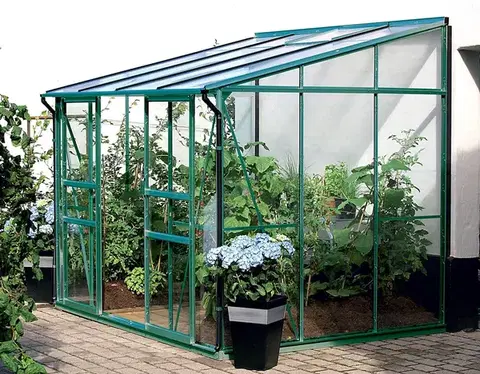 Skleníky Skleník k stene VITAVIA IDA 5200 polykarbonát zelený Dekorhome