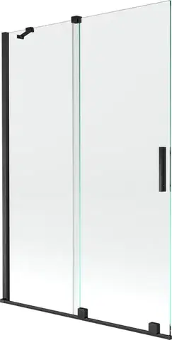 Sprchové dvere MEXEN/S - Velar Dvojkrídlová posuvná vaňová zástena 120 x 150, transparent, čierna 896-120-000-01-70