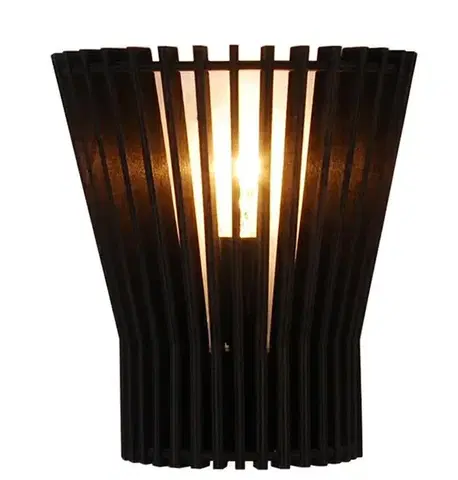 Nástenné svetlá Čierna drevená prelamovaná nástenná lampa E14 Osaka Ledea