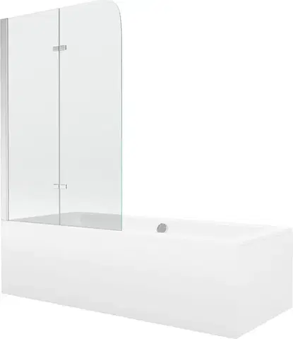 Sprchové dvere MEXEN/S - Cube obdĺžniková vaňa 180 x 80 cm s panelom + vaňová zástena 100, transparent, chróm 550518080X9010020100