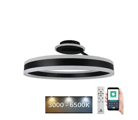 Svietidlá  LED Stmievateľný prisadený luster LED/86W/230V 3000-6500K čierna + diaľkové ovládanie TA1307/B