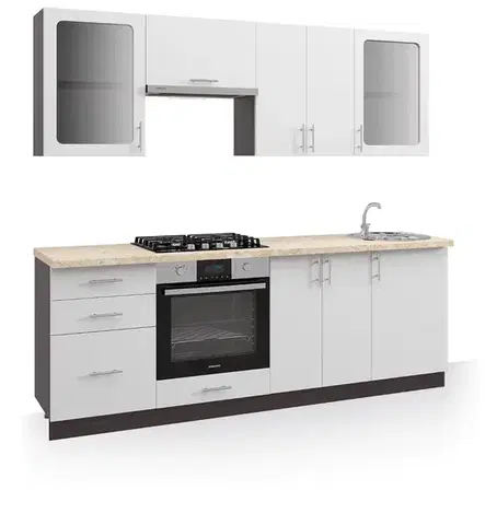 Kuchynské linky FIJONA C kuchynská linka 220, biela mat/wenge