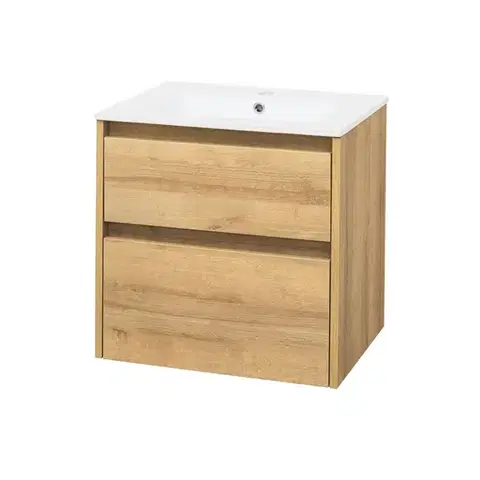 Kúpeľňový nábytok Mereo Opto, kúpeľňová skrinka s keramickým umývadlom 61cm, dub Riviera CN920