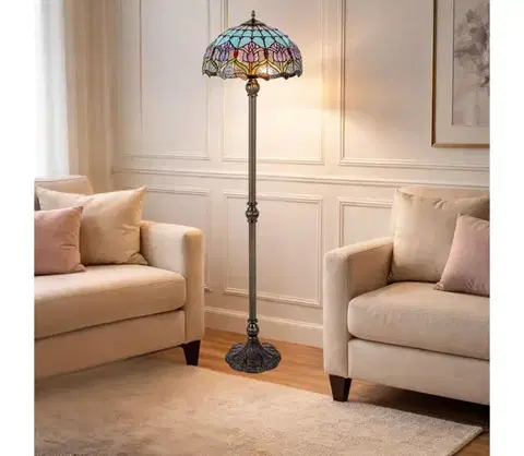 Lampy BRILAGI - Tiffany vitrážová stojacia lampa LORAS 2xE27/60W/230V 63008
