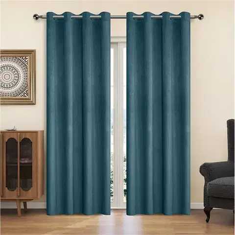 Závesy do spálne Záves na krúžkoch YC11933/200G/130/140x250 cm tyrkysový