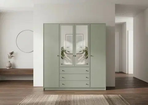Šatníkové skrine SIERA D4 LUX, satníková skrina, eukalyptus, so zrkadlom