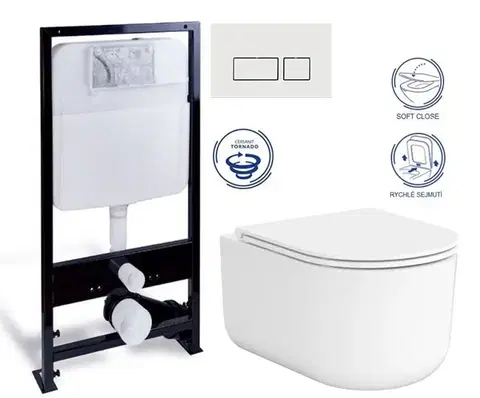 Závesné wc sety PRIM - predstenový inštalačný systém s bielym tlačidlom 20/0042+ WC CERSANIT INTRO PRO OVAL /vírivé splachovanie/ + sedadlo PRIM_20/0026 42 IR1