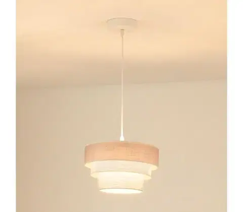 Svietidlá BRILAGI - Luster na lanku ALASKA LUNETA 1xE27/15W/230V pr. 25 cm šedá/krémová 608091