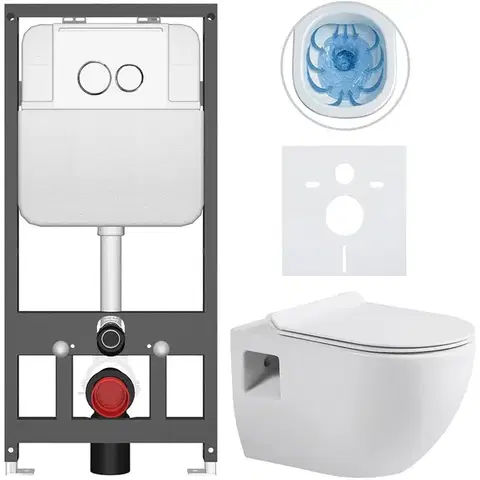 Záchody CERANO - Kompletný WC set Basic/Dure - biela lesklá - WC tlačidlo Dualo/Biela - závesné - predstenová inštalácia - 51x35 CER-8050BD85889