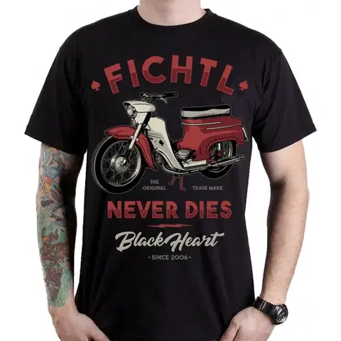 Pánske tričká Tričko BLACK HEART Fichtl čierna - M
