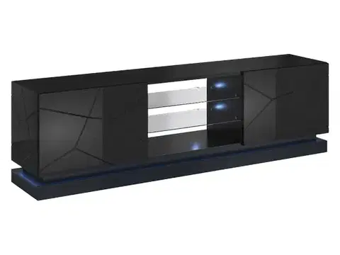 TV stolíky CAMA MEBLE Qiu 200 tv stolík čierny lesk