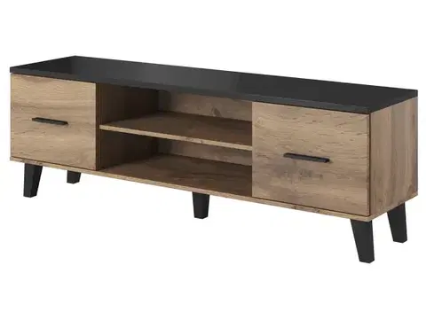TV stolíky CAMA MEBLE Lotta 160 2D2K tv stolík dub wotan / čierna