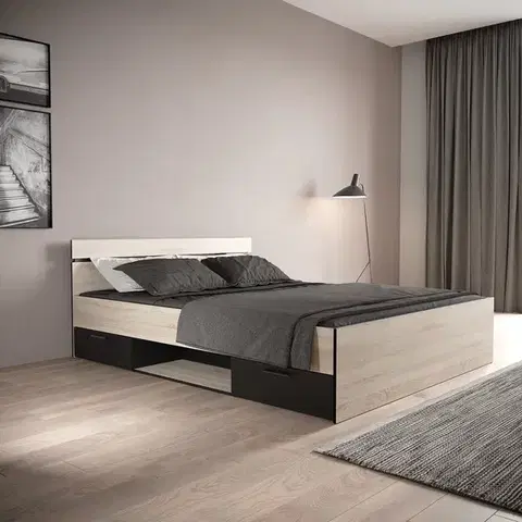 Postele Multifunkčná posteľ 160x200 MICHIGAN dub/čierna