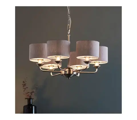 Svietidlá Endon 99151 - Luster na reťazi HIGHCLERE 6xE14/28W/230V sivá/matný chróm 99151