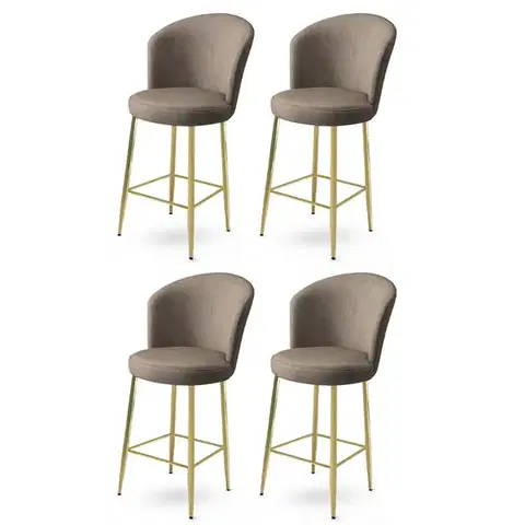 Barové stoličky Bar Stool Set (4 Pieces) Fora - Cappuccino, Gold