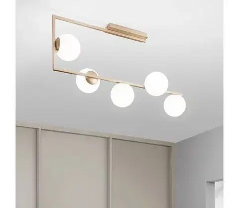 Svietidlá Ondaluce - Luster na tyči MONILE 5xE14/10W/230V zlatá/biela PL.MONILE/ORO