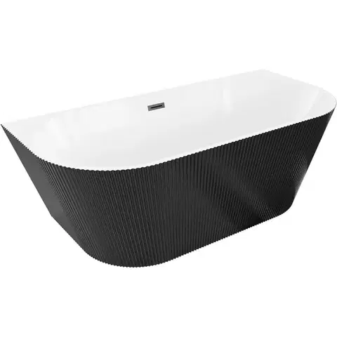 Vane MEXEN/S - Oris voľne stojaca vaňa nástenná reliéf 170 x 80, biela/čierna, sifón a prepad čierna 52871708075-70