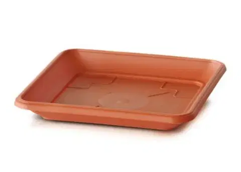 Kvetináče a truhlíky Kinekus Plastová miska pod kvetináč, 17x17cm štvorcová,  terakota TERRA