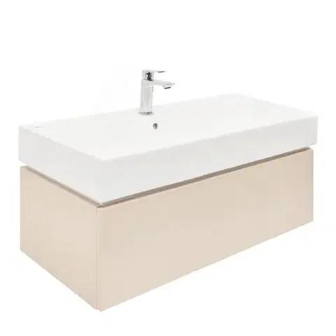 Kúpeľňový nábytok Kúpeľňová skrinka s umývadlom SAT Feel 100x30x46 cm pieskovo béžová mat SATFEEL100BEU2B SATFEEL100BEU2B