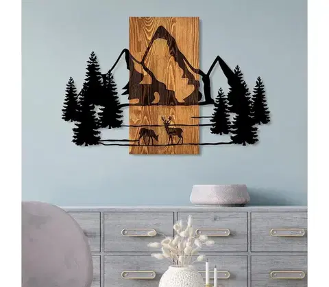 Obrazy  Nástenná dekorácia 88x57 cm hory drevo/kov 899SKL2622