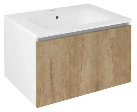 Kúpeľňový nábytok SAPHO - LOREA umývadlová skrinka 70x44x51,2cm, 1x zásuvka, dub alabama/biela mat LE070-2231