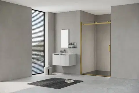 Sprchovacie kúty HOPA - Sprchové dvere BELVER GOLD NEW - Farba rámu - Zlatá, Rozmer A - 100, Smer zatvárania - Univerzálny Ľavé / Pravé, Výplň - Číre bezpečnostné sklo - 8 mm BCBELV10BGCN