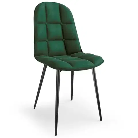 Čalúnené stoličky Stolička K417 Velvet/Kov Tmavozelený